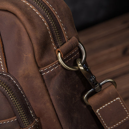 メンズショルダーバッグ牛革本革製レトロ男性斜めがけバッグ