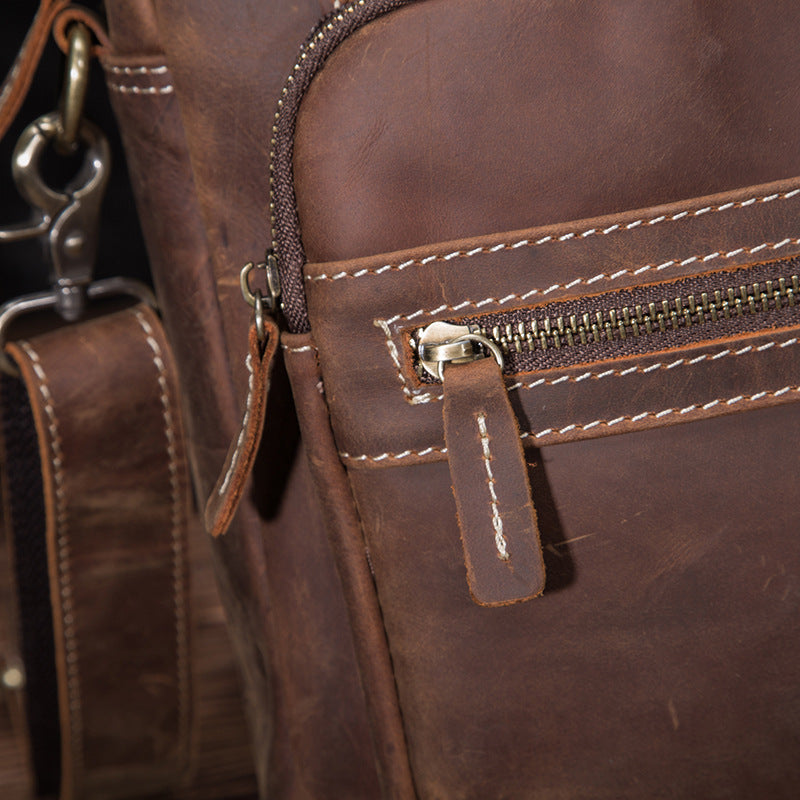 メンズショルダーバッグ牛革本革製レトロ男性斜めがけバッグ