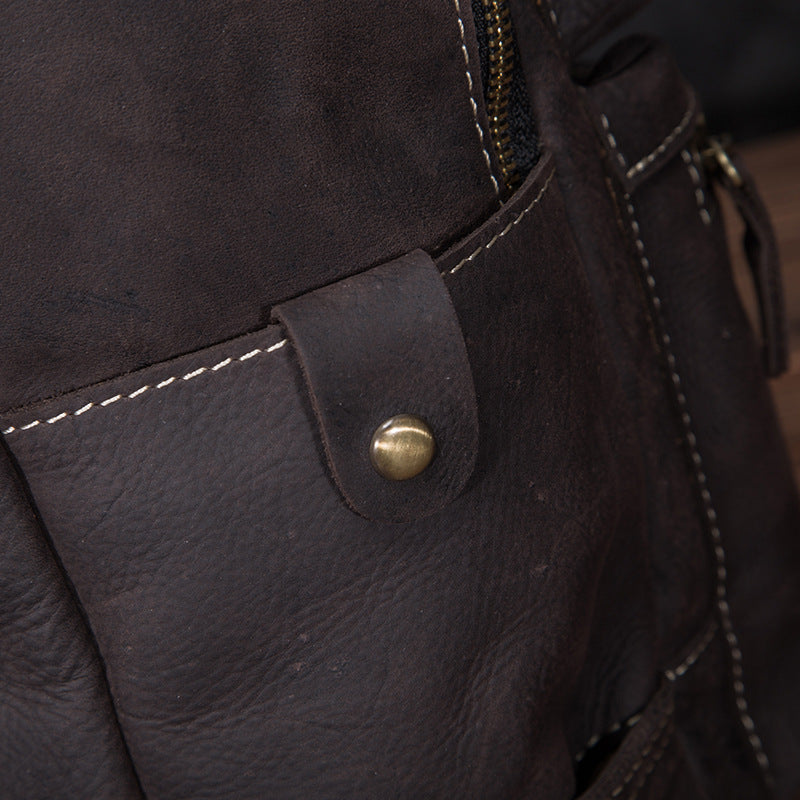 メンズリュック牛革本革製レトロ大容量アウトドア男性用パソコンバッグ