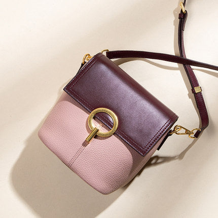 レディースバッグ本革バケツバッグファッションブロードバンドカラーマッチングエレガントショルダーバッグ.ポシェット