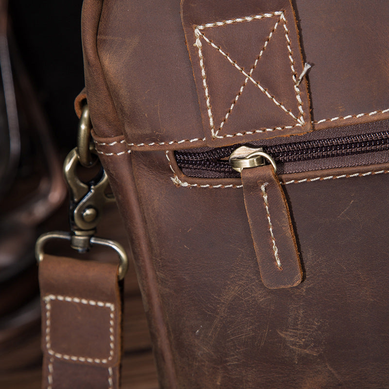 メンズショルダーバッグ牛革本革製レトロ男性斜めがけバッグ