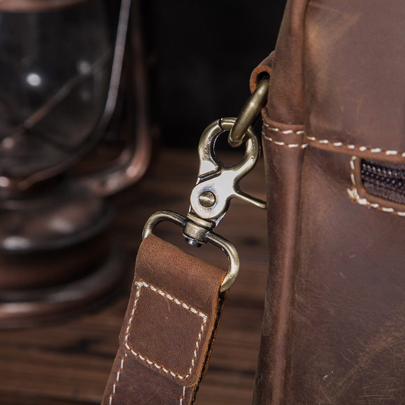 メンズショルダーバッグ牛革本革製レトロ男性斜めがけバッグ