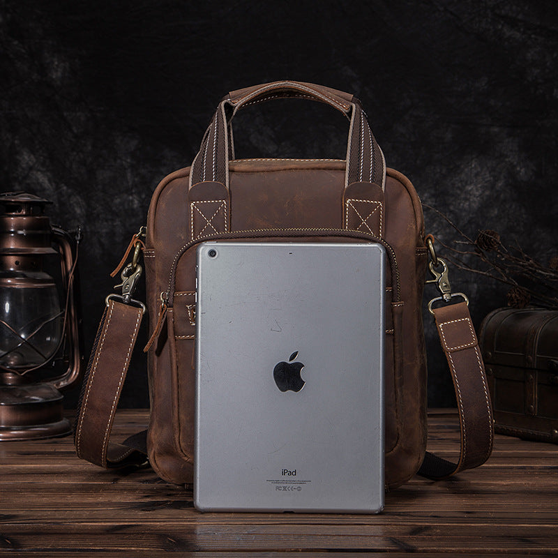 メンズショルダーバッグ牛革本革製レトロ男性斜めがけバッグ