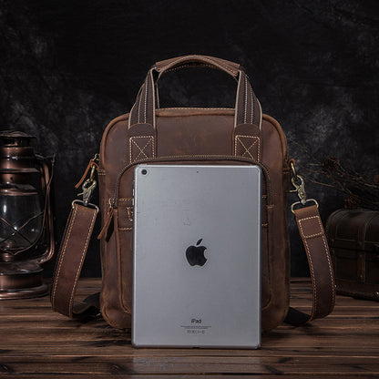 メンズショルダーバッグ牛革本革製レトロ男性斜めがけバッグ