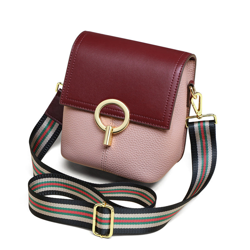 レディースバッグ本革バケツバッグファッションブロードバンドカラーマッチングエレガントショルダーバッグ.ポシェット