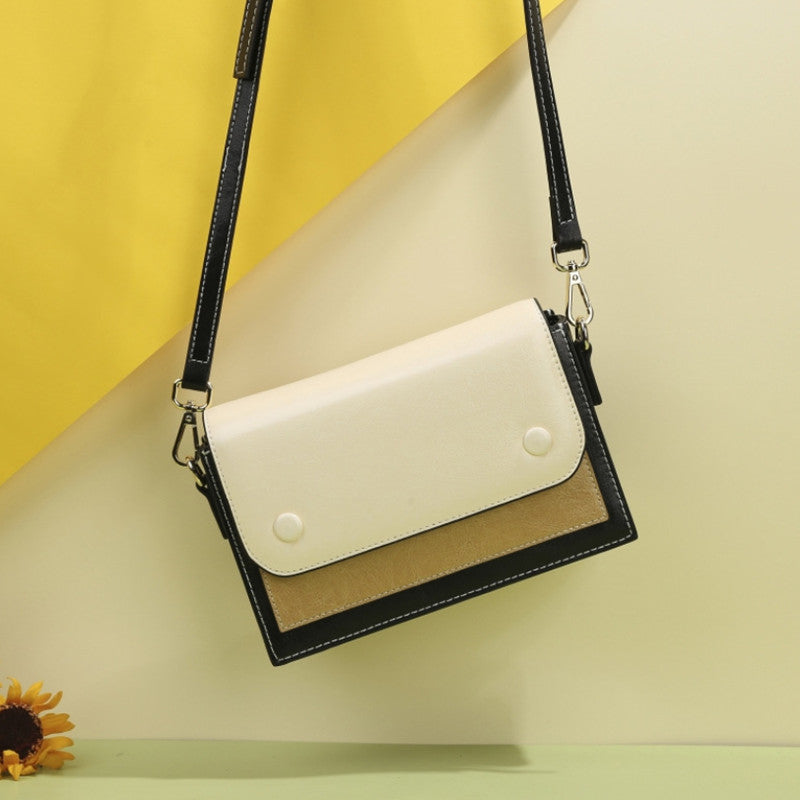 本革レディースバッグファッションカラーマッチング斜め掛けバッグスクエアバッグブロードバンドショルダーバッグ.ポシェット