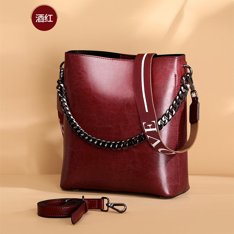 レディースバッグ本革ファッションバケツバッグハンドバッグ個性何とでも合うブロードバンドシンプル ショルダーバッグ.ポシェット