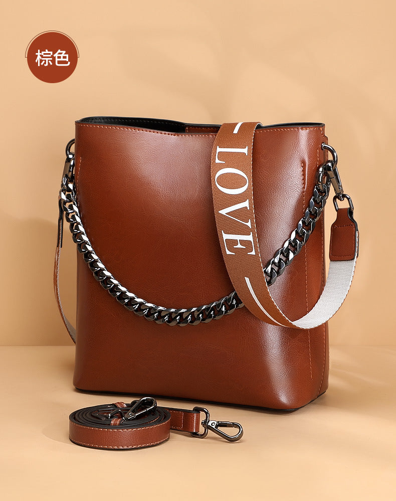 レディースバッグ本革ファッションバケツバッグハンドバッグ個性何とでも合うブロードバンドシンプル ショルダーバッグ.ポシェット