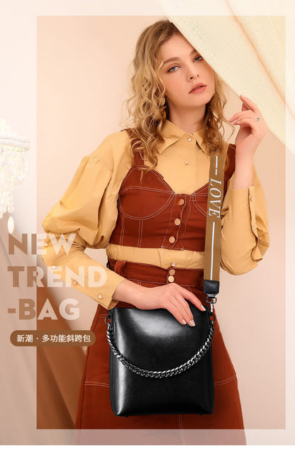 レディースバッグ本革ファッションバケツバッグハンドバッグ個性何とでも合うブロードバンドシンプル ショルダーバッグ.ポシェット