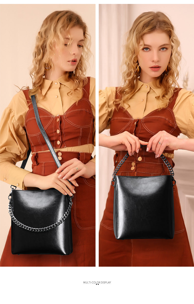 レディースバッグ本革ファッションバケツバッグハンドバッグ個性何とでも合うブロードバンドシンプル ショルダーバッグ.ポシェット