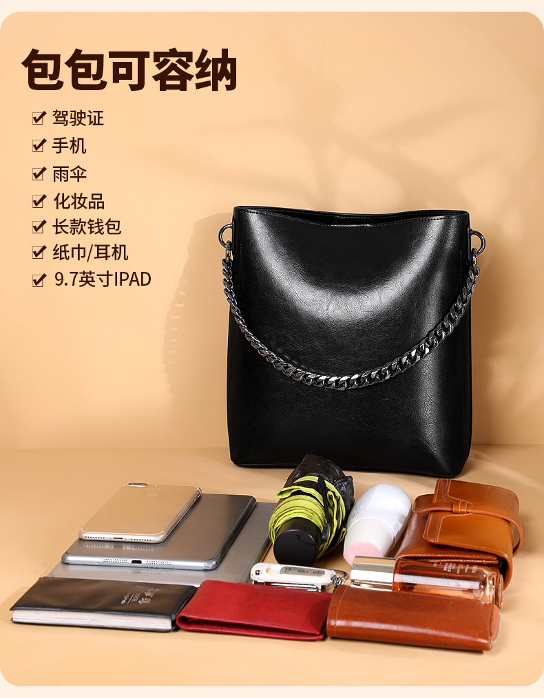 レディースバッグ本革ファッションバケツバッグハンドバッグ個性何とでも合うブロードバンドシンプル ショルダーバッグ.ポシェット