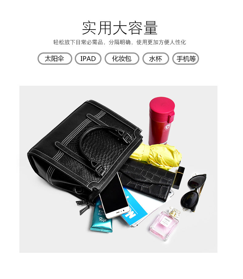 女性のハンドバッグ鰐柄大容量ファッションショルダーバッグレディースシンプル通勤ハンドバッグ.カバン