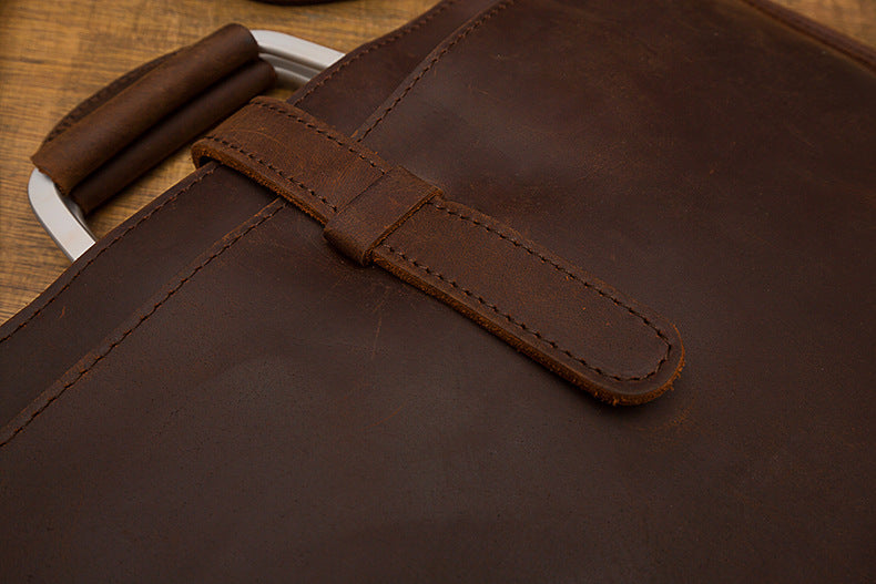 メンズハンドバッグ手提げかばん手作業牛皮本革製ショルダーバッグレトロカジュアルビジネスブリーフケースファイルバッグ