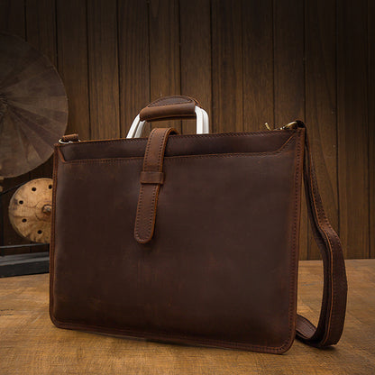 メンズハンドバッグ手提げかばん手作業牛皮本革製ショルダーバッグレトロカジュアルビジネスブリーフケースファイルバッグ