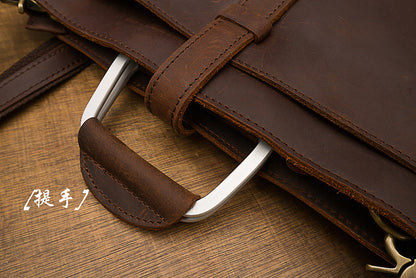 メンズハンドバッグ手提げかばん手作業牛皮本革製ショルダーバッグレトロカジュアルビジネスブリーフケースファイルバッグ