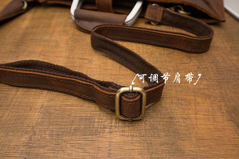 メンズハンドバッグ手提げかばん手作業牛皮本革製ショルダーバッグレトロカジュアルビジネスブリーフケースファイルバッグ