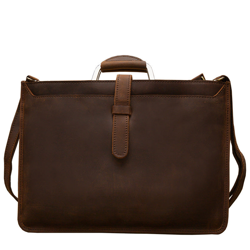 メンズハンドバッグ手提げかばん手作業牛皮本革製ショルダーバッグレトロカジュアルビジネスブリーフケースファイルバッグ