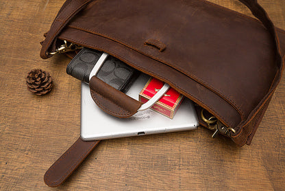 メンズハンドバッグ手提げかばん手作業牛皮本革製ショルダーバッグレトロカジュアルビジネスブリーフケースファイルバッグ