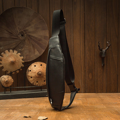 メンズバストバッグ手作り牛革本革製カジュアル携帯電話ウエストポーチスポーツアウトドア個性ファッション男性ショルダーバッグ斜めがけバッグ