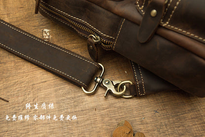 メンズバストバッグ 手作り 牛皮本革製 クレイジー・ホース レトロ ファッション 斜めがけショルダーバッグ