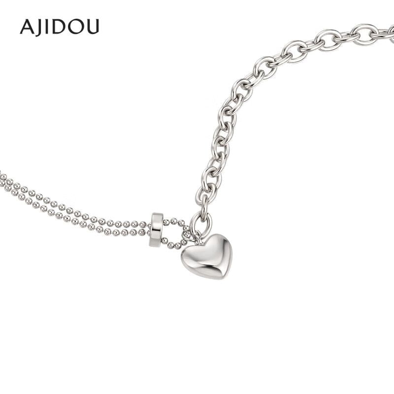 AJIDOU女性ネックレス個性アシンメトリーなハート型鎖骨チェーンプレゼント