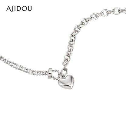 AJIDOU女性ネックレス個性アシンメトリーなハート型鎖骨チェーンプレゼント