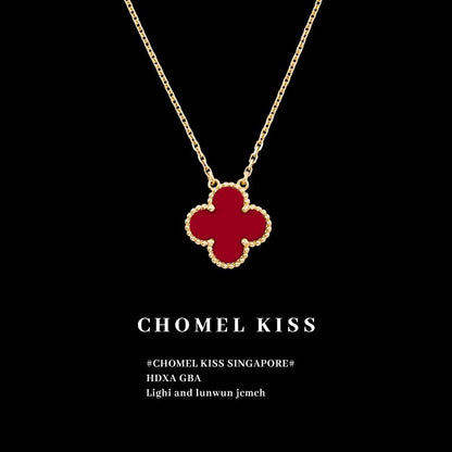 Chomel Kiss贅沢高級ラッキー四つ葉クローバー女性ネックレス