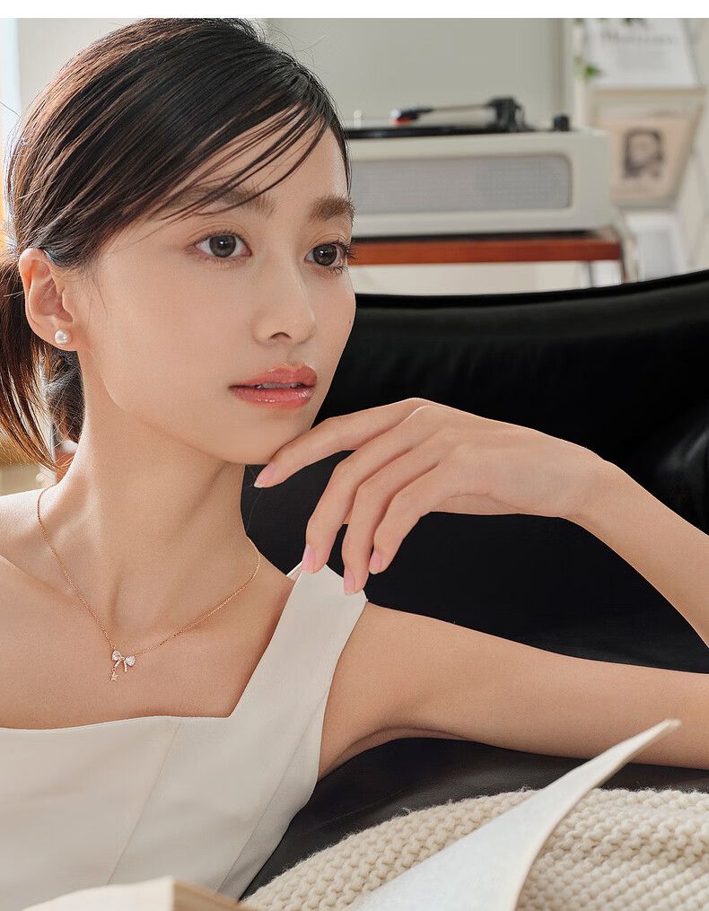 AJIDOU925シルバー甘くてかわいいリボンネックレス贈り物