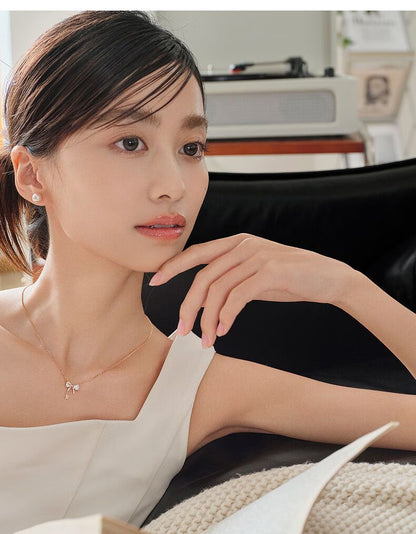 AJIDOU925シルバー甘くてかわいいリボンネックレス贈り物