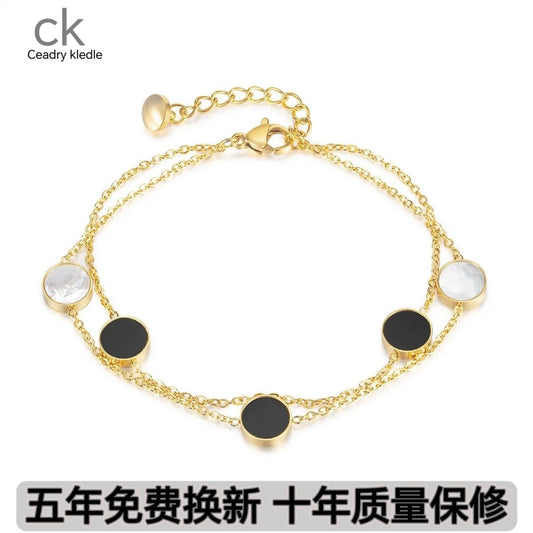 Ceadry kledle 個性デザイン感新型色落ちしない二重重ね幾何学女の子ブレスレットプレゼント