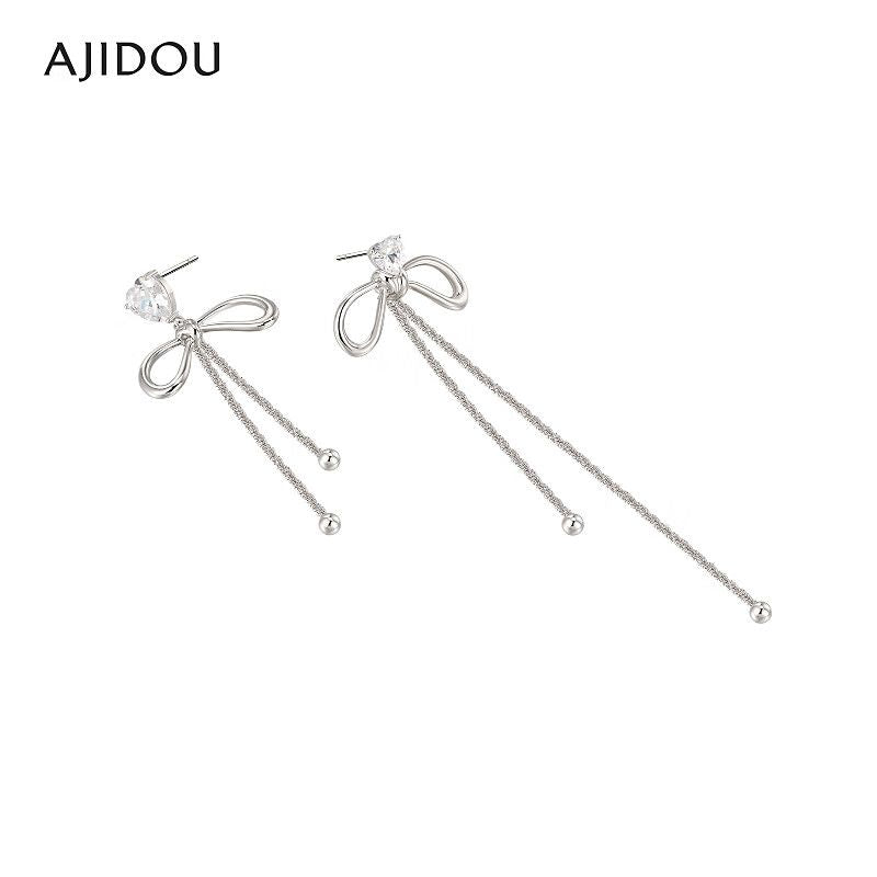 AJIDOU 霊動非対称リボンイヤリング925銀針精緻AB型イヤリング贈り物