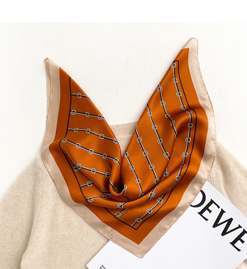 シルクスカーフ女性プリント柄ファッション気質装飾シルク薄手スカーフネッカチーフ