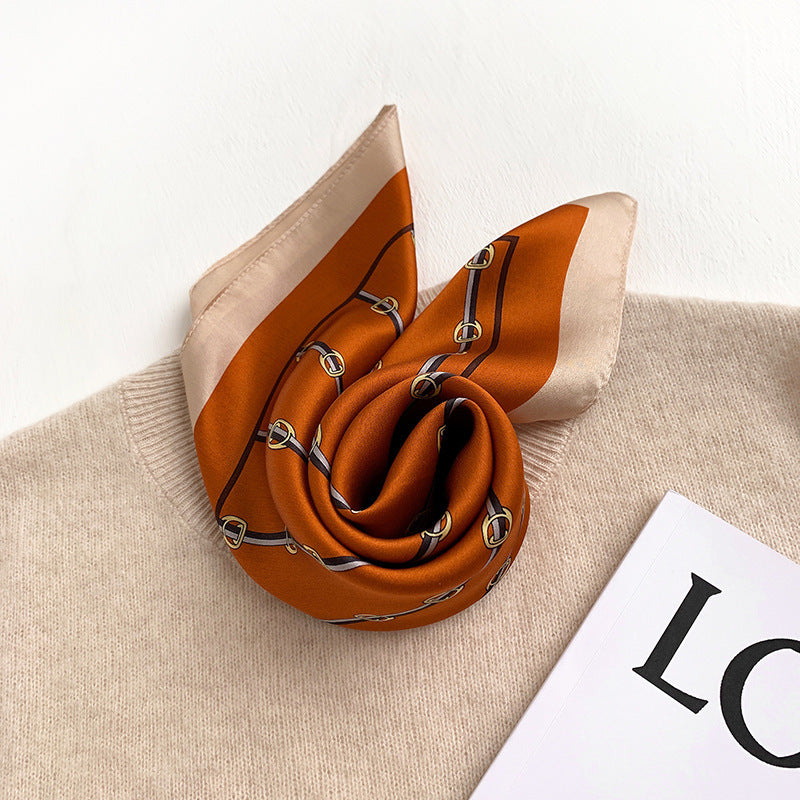 シルクスカーフ女性プリント柄ファッション気質装飾シルク薄手スカーフネッカチーフ