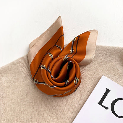 シルクスカーフ女性プリント柄ファッション気質装飾シルク薄手スカーフネッカチーフ