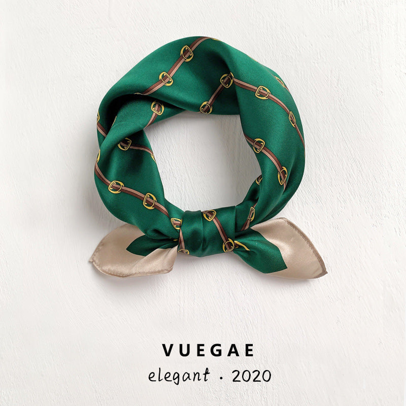 シルクスカーフ女性プリント柄ファッション気質装飾シルク薄手スカーフネッカチーフ