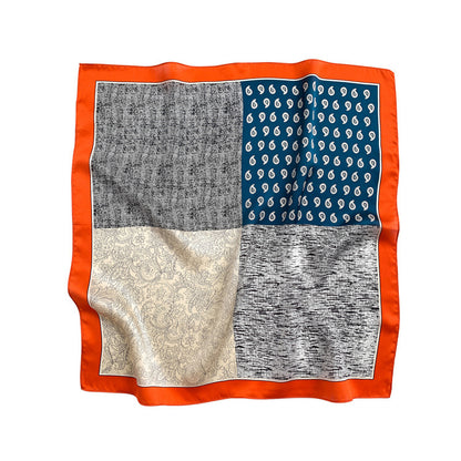 シルクスカーフ薄手ミニスカーフプリント柄レトロ高品質気質シルクネッカチーフ