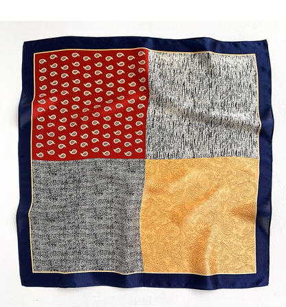 シルクスカーフ薄手ミニスカーフプリント柄レトロ高品質気質シルクネッカチーフ