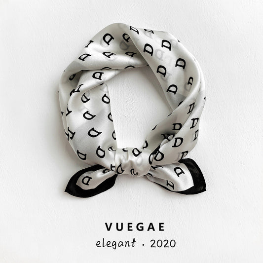 スカーフ女性アルファベットプリント柄シンプルシルクミニスカーフ薄手ネッカチーフ