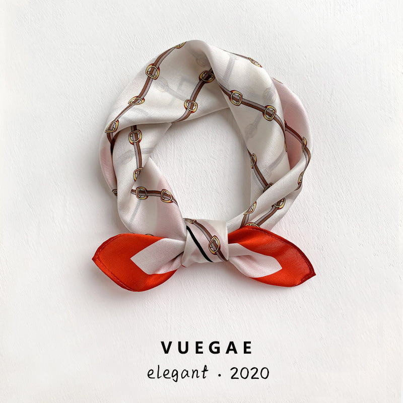 シルクスカーフ女性プリント柄ファッション気質装飾シルク薄手スカーフネッカチーフ