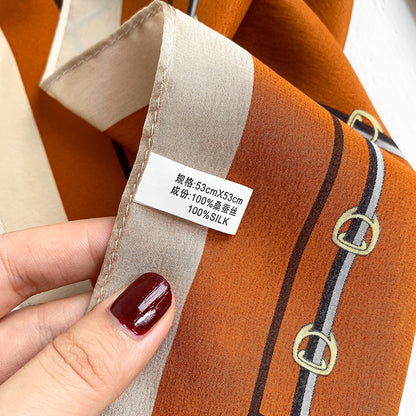 シルクスカーフ女性プリント柄ファッション気質装飾シルク薄手スカーフネッカチーフ