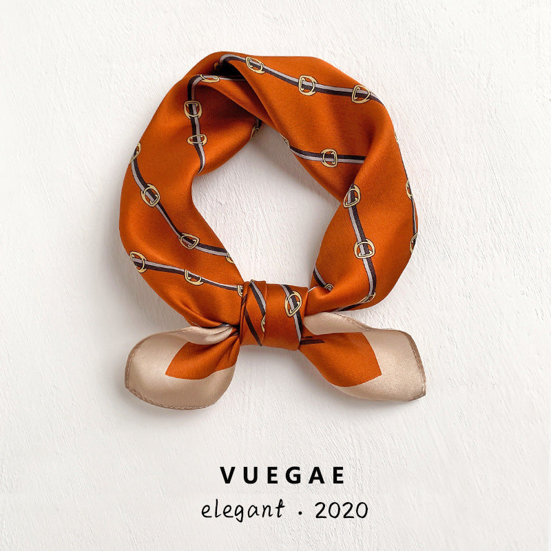 シルクスカーフ女性プリント柄ファッション気質装飾シルク薄手スカーフネッカチーフ