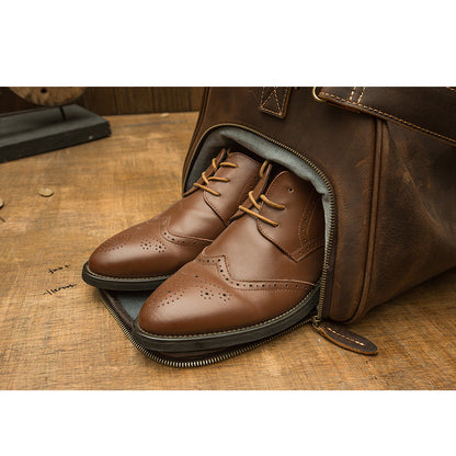 メンズ旅行かばん 大容量 牛革 クレイジー・ホース 手作業 レトロ 斜めがけ手提げかばん ファッション男性用荷物かばん