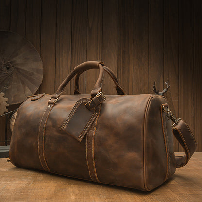 メンズ旅行かばん 大容量 牛革 クレイジー・ホース 手作業 レトロ 斜めがけ手提げかばん ファッション男性用荷物かばん