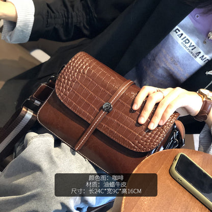 レディースバッグ鰐柄牛革ファッション何とでも合う斜め掛けバッグ本革スクエアバッグレトロショルダーバッグ.ポシェット