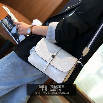 レディースバッグ鰐柄牛革ファッション何とでも合う斜め掛けバッグ本革スクエアバッグレトロショルダーバッグ.ポシェット