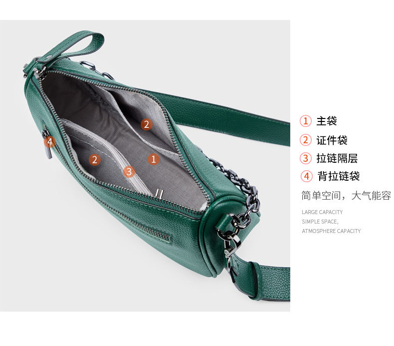 レディースバッグ本革ファッションカジュアルチェーンバッグトレンド何とでも合う斜め掛けバッグシンプルショルダーバッグ.ポシェット