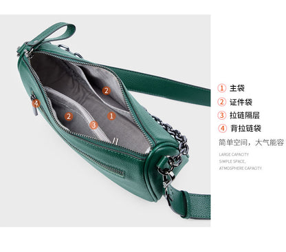 レディースバッグ本革ファッションカジュアルチェーンバッグトレンド何とでも合う斜め掛けバッグシンプルショルダーバッグ.ポシェット