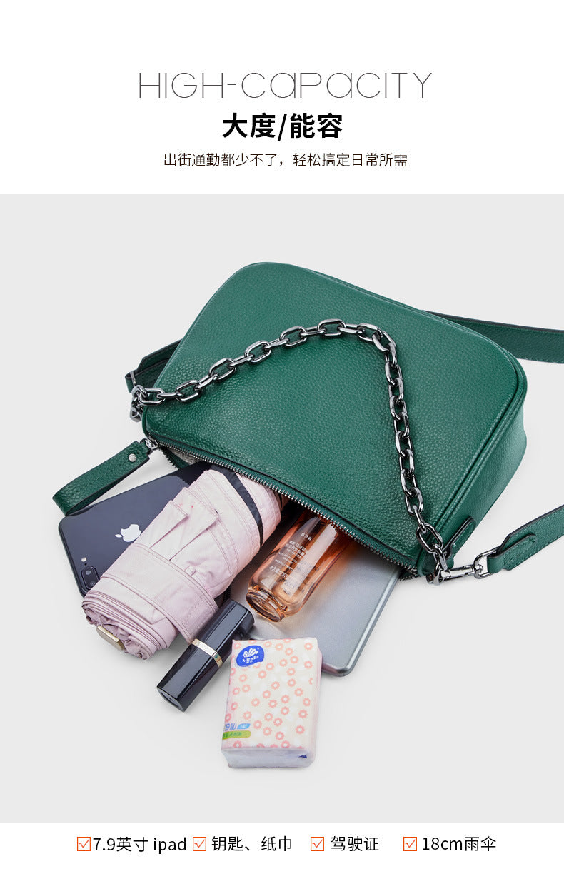 レディースバッグ本革ファッションカジュアルチェーンバッグトレンド何とでも合う斜め掛けバッグシンプルショルダーバッグ.ポシェット