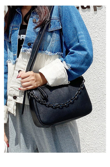 レディースバッグ本革ファッションカジュアルチェーンバッグトレンド何とでも合う斜め掛けバッグシンプルショルダーバッグ.ポシェット