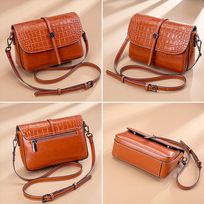 レディースバッグ鰐柄牛革ファッション何とでも合う斜め掛けバッグ本革スクエアバッグレトロショルダーバッグ.ポシェット